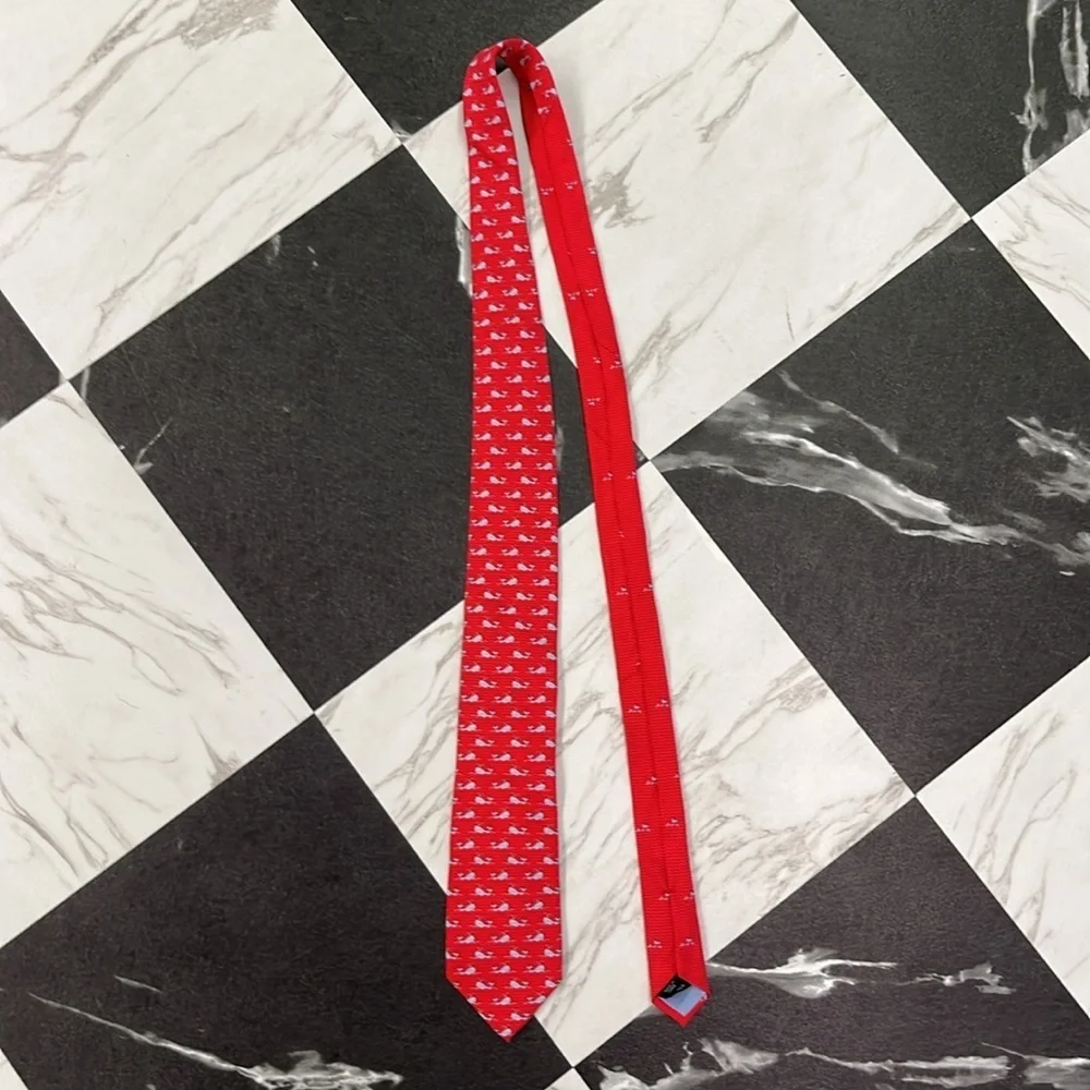 Tommy Hilfiger Red Whale 100% Silk Tie 61”